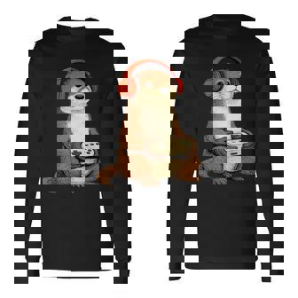 カワイイ カワウソ ゲーム アニメ レトロ 日本の芸術作品 ゲーマー 面白い 長袖Tシャツ - Kawaiitshirt