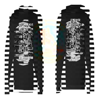 キューバ ハバナ レトロ 車 ヴィンテージ カリブ海のヤシの木 長袖Tシャツ - Kawaiitshirt