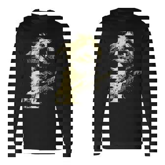 ギターロッカー ギタリスト 動物 パンク グランジ犬とマルチーズ 長袖Tシャツ - Kawaiitshirt