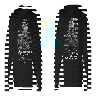 クリスマスのバイクに乗るかわいいイングリッシュブルドッグ。 長袖Tシャツ - Kawaiitshirt