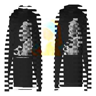 ゲーム モナリザ 面白いtシャツ ゲーマー ネタ 入り メンズ おもしろ 面白い 服 フェルメール グッズ 長袖Tシャツ - Kawaiitshirt