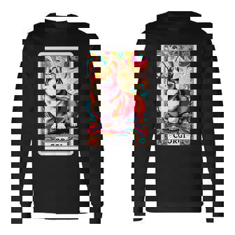 コーギー 面白いtシャツ 犬 タロット カード かわいい メンズ 子供 おもしろ 服 グッズ ネタ わんこ 長袖Tシャツ - Kawaiitshirt