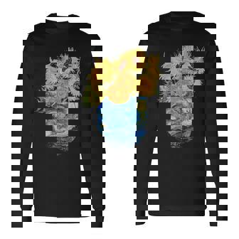 ゴッホ ひまわり&星月夜ポケット 美的アート 長袖Tシャツ - Kawaiitshirt