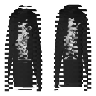 サモエド ギターを弾く ロックミュージック 犬好き 長袖Tシャツ - Kawaiitshirt