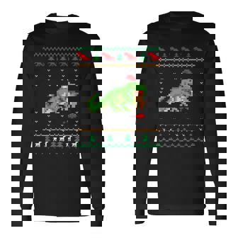 サンタ T-Rex 食べるトナカイ恐竜 アグリークリスマスセーター 長袖Tシャツ - Kawaiitshirt