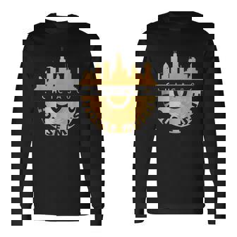 シカゴハウスミュージックシティスケープビニールレコードレイブテクノ Edm 長袖Tシャツ - Kawaiitshirt