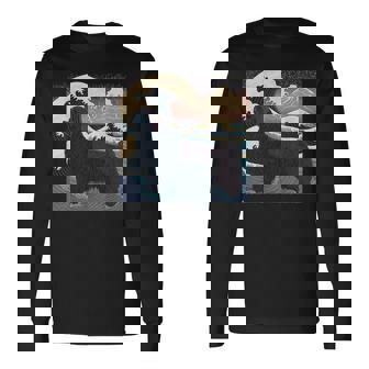 シュールレアリズム 日本画 ニューファンドランド 犬 長袖Tシャツ - Kawaiitshirt