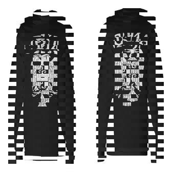 セルビア セルビア セルビア語 紋章 イーグル クロス 旗 キリル文字 長袖Tシャツ - Kawaiitshirt