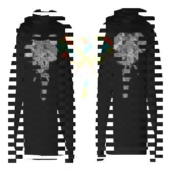 ゾウ I ワイルドライフ I カラフルなゾウ 長袖Tシャツ - Kawaiitshirt