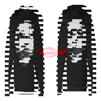 ダークナイトジョーカーの顔 ミニマリスト 象徴的なイメージ 長袖Tシャツ - Kawaiitshirt