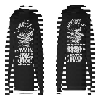 チョコレートはあきらめることができたけど禁煙者じゃない 長袖Tシャツ - Kawaiitshirt