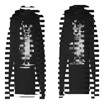 チンチラ ロックミュージック レトロ ヴィンテージ ペット愛好家 長袖Tシャツ - Kawaiitshirt