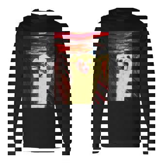 トイプードル 面白いtシャツ 犬 ムンクの叫び かわいい メンズ 子供 おもしろ 服 グッズ ネタ わんこ 長袖Tシャツ - Kawaiitshirt