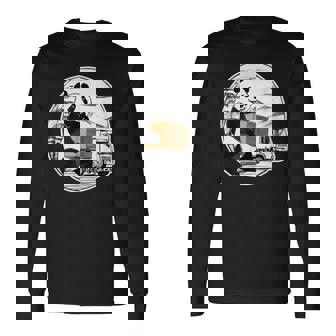 トラック運転手 パンダ 運送業 水墨画 和風 おもしろ 動物 長袖Tシャツ - Kawaiitshirt