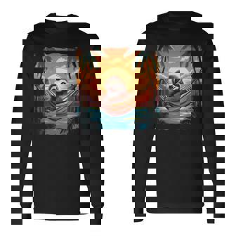 ナマケモノ ハンモック トロピカル サンセット リラクゼーション ヤシの木 平和 長袖tシャツ 長袖Tシャツ - Kawaiitshirt