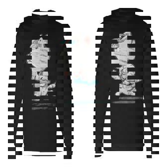 ネコ ねこ ランニング 子猫 ペット おもしろ 動物 ランナー イラスト 長袖Tシャツ - Kawaiitshirt