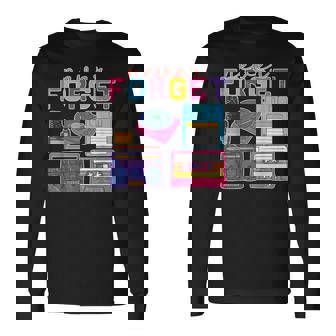 ネバーフォーゲット カセットテープ フロッピーディスク オールドスクール レトロ 長袖Tシャツ - Kawaiitshirt