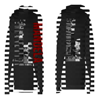 ネルソン・マンデラ 上げた 右手拳 食いしばり マンデラの日 長袖Tシャツ - Kawaiitshirt