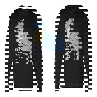 ハシビロコウさん『ビッグ プリント』青い鳥【どうぶつフレンズ】ゆるくて かわいい 動物園 長袖tシャツ 長袖Tシャツ - Kawaiitshirt