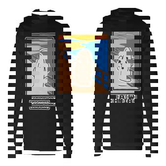 ハニワくん の ムンクの叫び 埴輪【ゆるフレンズ】名画 パロディ 歴史土器 キャラクター かわいい イラスト 面白い 長袖tシャツ 長袖Tシャツ - Kawaiitshirt