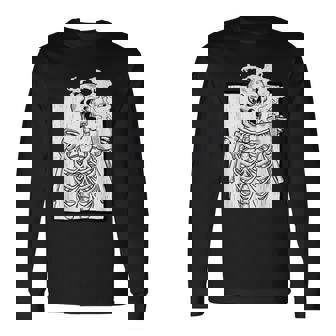 ハロウィーン コーヒー ドリンク スケルトン コーヒースカル 長袖Tシャツ - Kawaiitshirt