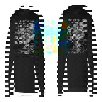 バイオリン 楽器 面白いtシャツ ゴッホ 星月夜 かわいい メンズ 子供 おもしろ 服 グッズ ネタ 音楽 長袖Tシャツ - Kawaiitshirt