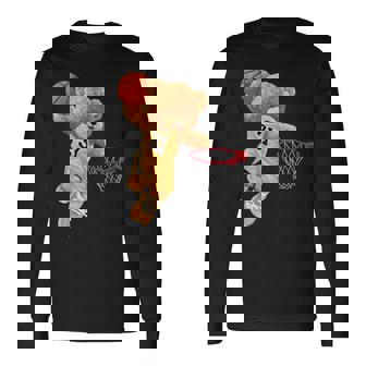 バスケットボール かわいい テディベア 長袖Tシャツ - Kawaiitshirt