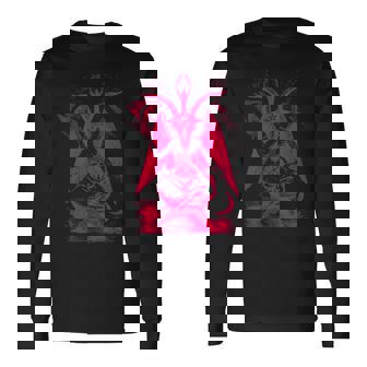 バフォメットオカルトヤギ悪魔崇拝サタンデーモン召喚 長袖Tシャツ - Kawaiitshirt