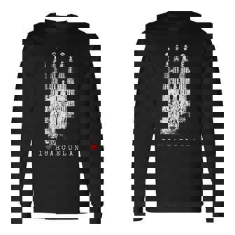 バルセロナ サグラダファミリア ヴィンテージ スパニッシュ I Love Barcelona 長袖Tシャツ - Kawaiitshirt