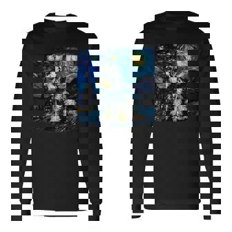 バン・ゴッホ 星月夜ミニチュア・シュナウザー 長袖tシャツ 長袖Tシャツ - Kawaiitshirt