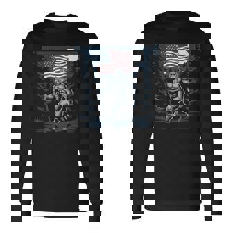 ビッグフット サスカッチ アメリカ国旗 愛国的 7月4日 アメリカ 長袖Tシャツ - Kawaiitshirt