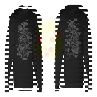 ビンテージボタニカルラズベリー自然アートプリント。 長袖Tシャツ - Kawaiitshirt