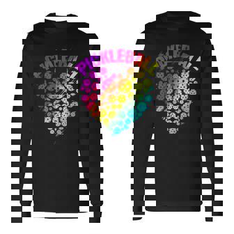 ピックルボール ハート カラフル ラブ ピックルボール 長袖Tシャツ - Kawaiitshirt