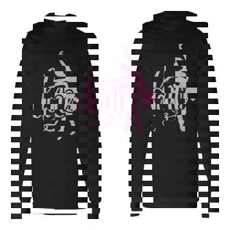 ピンクのバレエダンサー、スクリプトダンスレタリングデザイン。 長袖Tシャツ - Kawaiitshirt