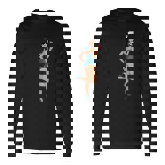 ピンナップガール セーラー アメリカ国旗 長袖Tシャツ - Kawaiitshirt