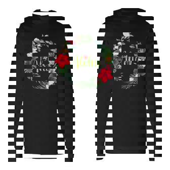 フラダンス フラ レッスン用 アロハ トロピカル ハワイ ハイビスカス かわいい 人気 プルメリア ハワイアン 黒 夏 長袖Tシャツ - Kawaiitshirt