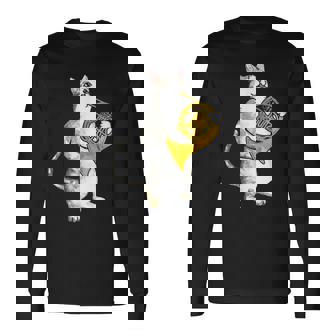 フレンチホルン音楽家オーケストラ音楽を奏でるクールな猫 長袖Tシャツ - Kawaiitshirt