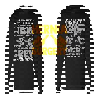 ヘルニア 手術 患者 回復 お見舞い 駄じゃれ 長袖Tシャツ - Kawaiitshirt