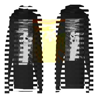 ポメラニアン 面白いtシャツ 犬 ムンクの叫び かわいい メンズ 子供 おもしろ 服 グッズ ネタ わんこ 長袖Tシャツ - Kawaiitshirt