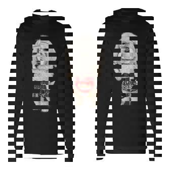 ムエタイキックボクシングチャンピオンとしてのマルチーズドッグ 長袖Tシャツ - Kawaiitshirt