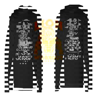 ライオン ワークアウト ゴールド トレーニング ビースト ジム フィットネス パワーマッスル 長袖Tシャツ - Kawaiitshirt