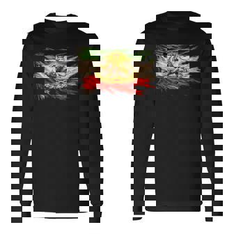 ライオンと太陽のエンブレムが付いたイランの国旗、ヴィンテージペルシャ遺産。 長袖Tシャツ - Kawaiitshirt