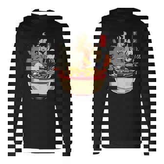 ラーメンプールパーティー かわいい日本アニメヌードルフード 長袖Tシャツ - Kawaiitshirt