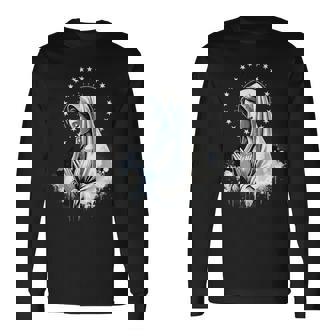 ルルドの聖母マリア 強力なシンボル 母マリア 長袖Tシャツ - Kawaiitshirt