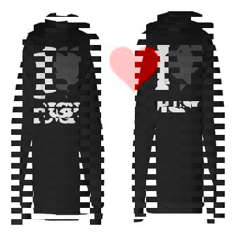 レッドハート I Love Pussy 長袖Tシャツ - Kawaiitshirt