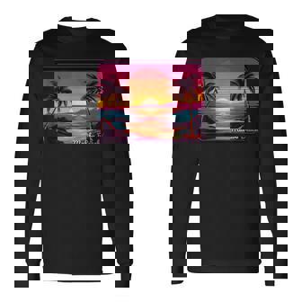 レトロ サンセット マリブビーチ 長袖Tシャツ - Kawaiitshirt