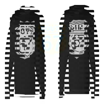 レトロ ルート 67 ハイウェイ サイン ヴィンテージ ロード ノスタルジア 長袖Tシャツ - Kawaiitshirt