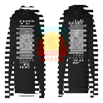 レトロ 食べる 寝る からあげ リピート ヴィンテージ からあげ フード好き 長袖Tシャツ - Kawaiitshirt