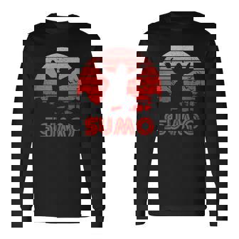 レトロサンセット相撲 長袖Tシャツ - Kawaiitshirt