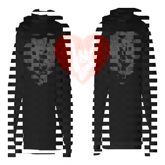 ロックミュージックラバーレッドハートロックンロール 長袖Tシャツ - Kawaiitshirt